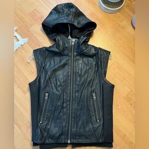 Topshop Leather Hooded Vest